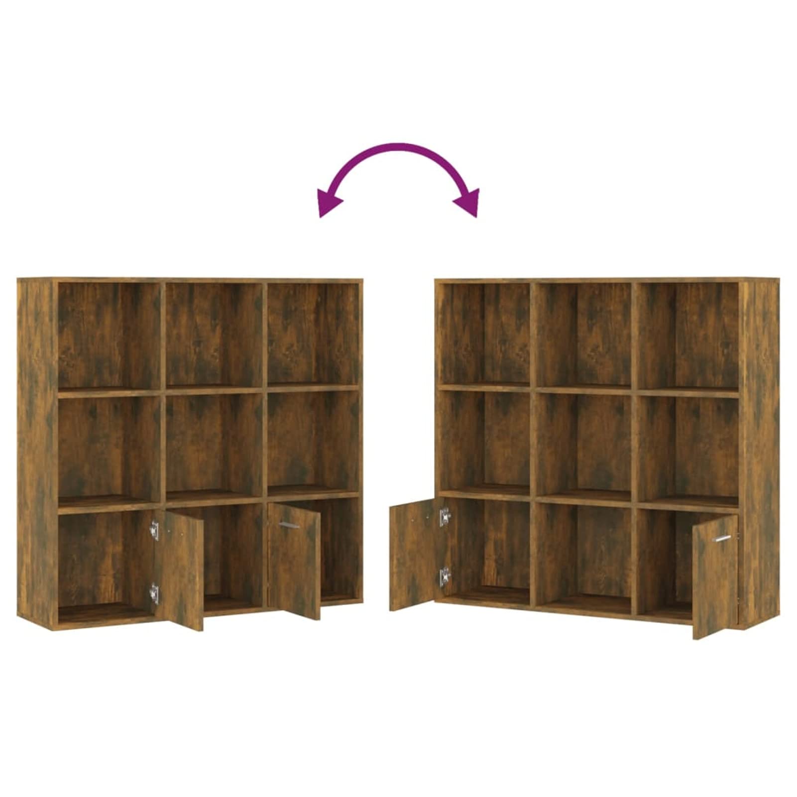 Tidyard Libreria da parete, divisorio per CD, DVD, divisorio con 7 cubi aperti, 2 porte, materiale in legno, legno di incenso, 98 x 30 x 98 cm