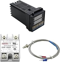Vista 9 de INFRI REX-C100 Digital RKC PID Thermostat Temperature Controller Digital REX-C100/ 40A SSR Relay/K Thermocouple Probe/Heat Sink(RKC-C100 KIT 2Pcs)