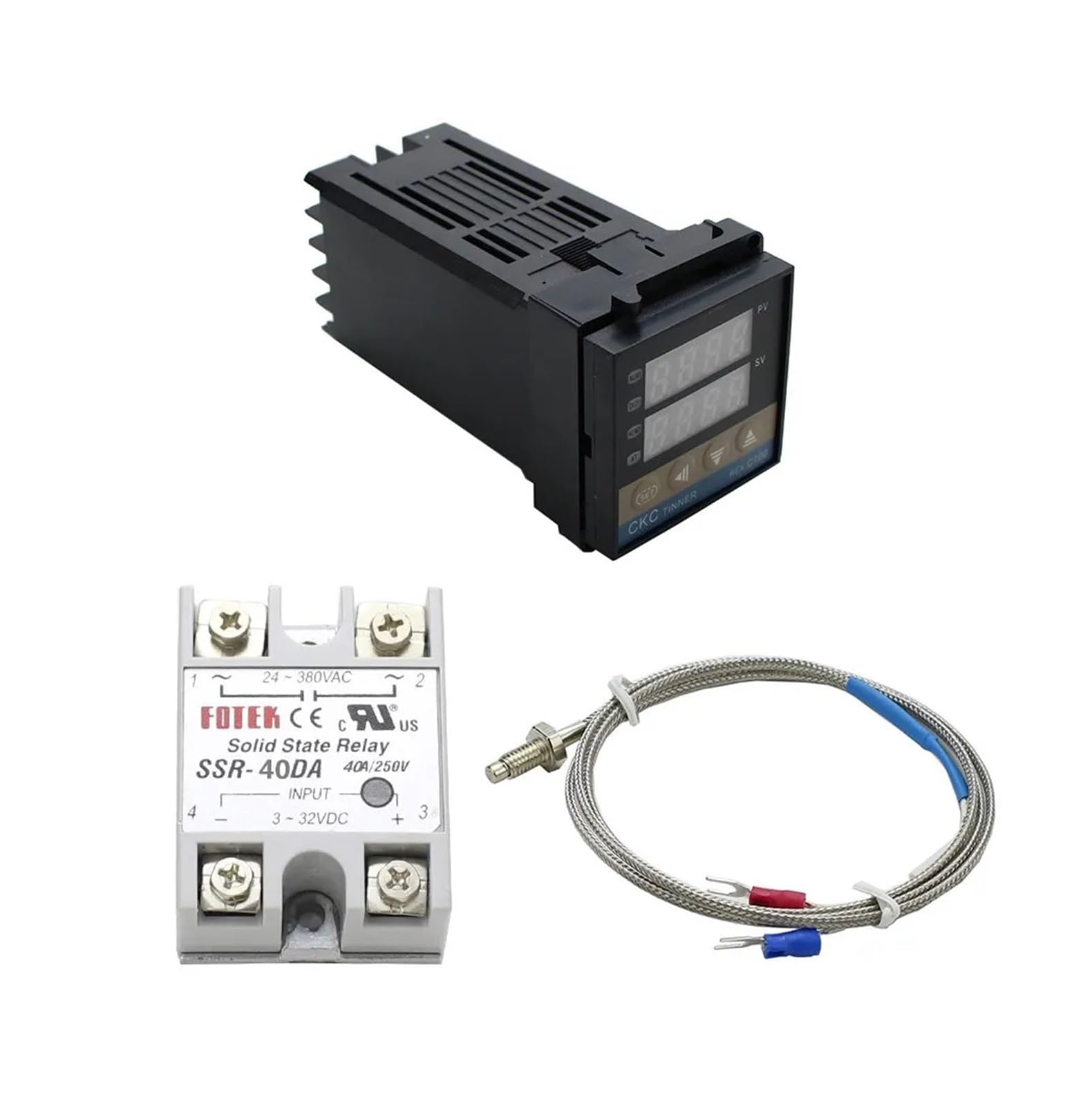 Régulateur thermique REX-C100 avec kit sonde K et relais SSR 40A