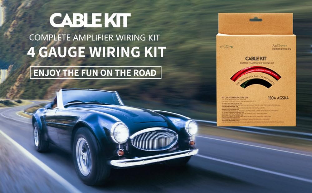 4 GA Verstärker-Kabel-Set, 100% sauerstofffreies Kupfer, OFC, 3000 W, komplettes Verstärker-Drahtinstallationszubehör – stellt Verbindungen her und bringt Strom zu Auto-, Heim- und