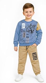 طقم ملابس اطفال اولادي خروج شتوي ترنج قطعتين (تيشرت + بنطلون) من Domeso مقاسات 3 إلى 8 سنوات