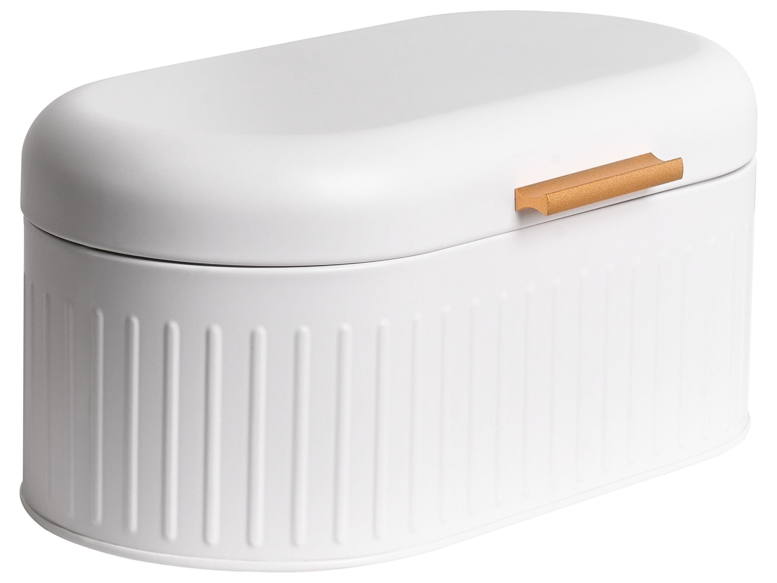 Panera de metal con tapa decorativa 33 x 17 x 16 cm cocina blanca Douceur