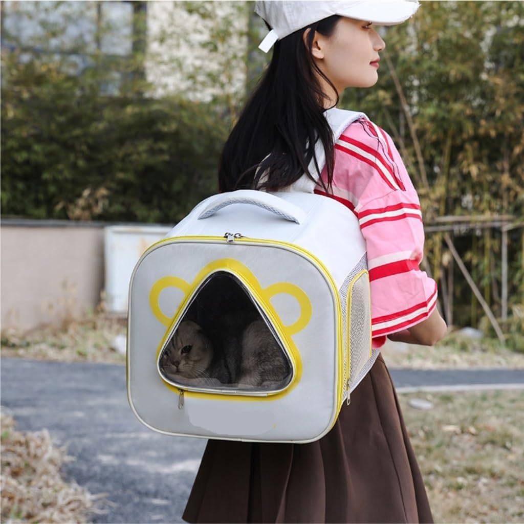 Cat and Dog Bags Pet Backpack Comfortable and Breathable Foldable Perspective Window Ventilation Mesh Portable Portable Cat Bag Pet Travel Bags(K)