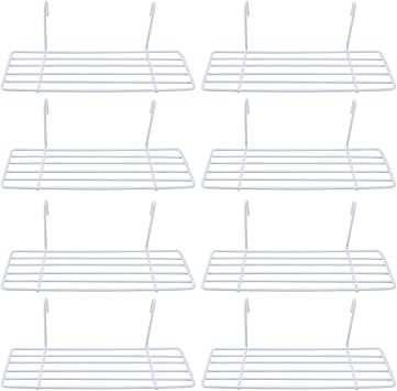 Yaegoo 8 Pack Grid Wall Shelves, White Wire Straight Shelf with Hook, Hanging Shelf for Home Supplies, 9.8" L x 3.9" D