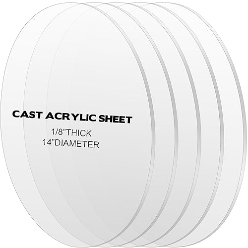 Miniatura 1 de Beeveer 5 hojas acrílicas redondas de 18 pulgadas, círculo acrílico transparente de 14 pulgadas de diámetro, hoja acrílica redonda de disco de