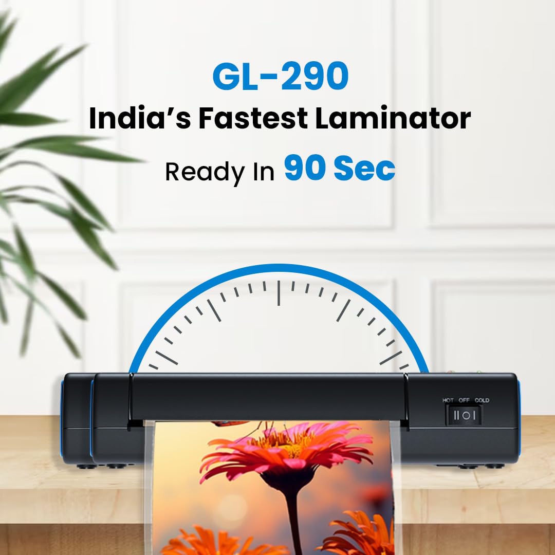 Growlam GL-290 maszyna do laminowania All-in-One, szybkie nagrzewanie w latach 90., szerokość wejścia papieru 230 mm, laminowanie na gorąco i zimno, system Anti-Jam, idealna do biura / użytku domowego