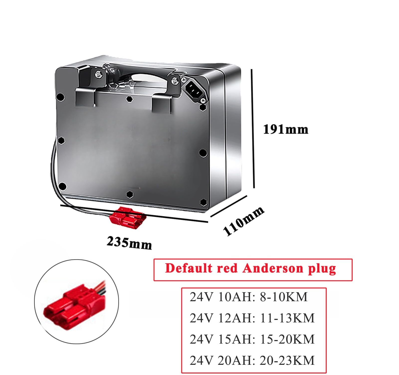 Batería para Silla De Ruedas Eléctrica De 24 V, Batería De Iones De Litio De 24 V 10 Ah 12 Ah 15 Ah 20 Ah con Cargador, Conector Anderson Rojo, Portátil.