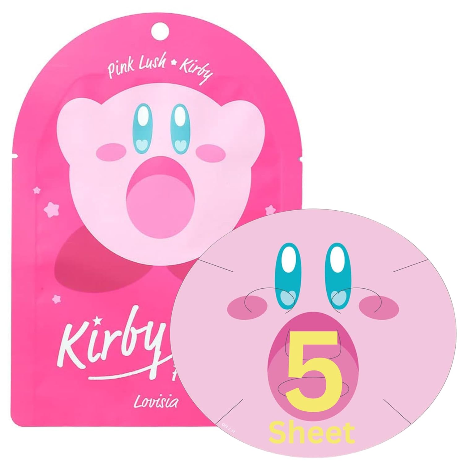Kirby 5EA Skin Care Face Mask Sheet for Women & Men, Organic Face Masks Skincare with Collagen, Hyaluronic Acid& Shea Butter, Ginseng Root, Japanese Face Mask & Collagen Face Masks