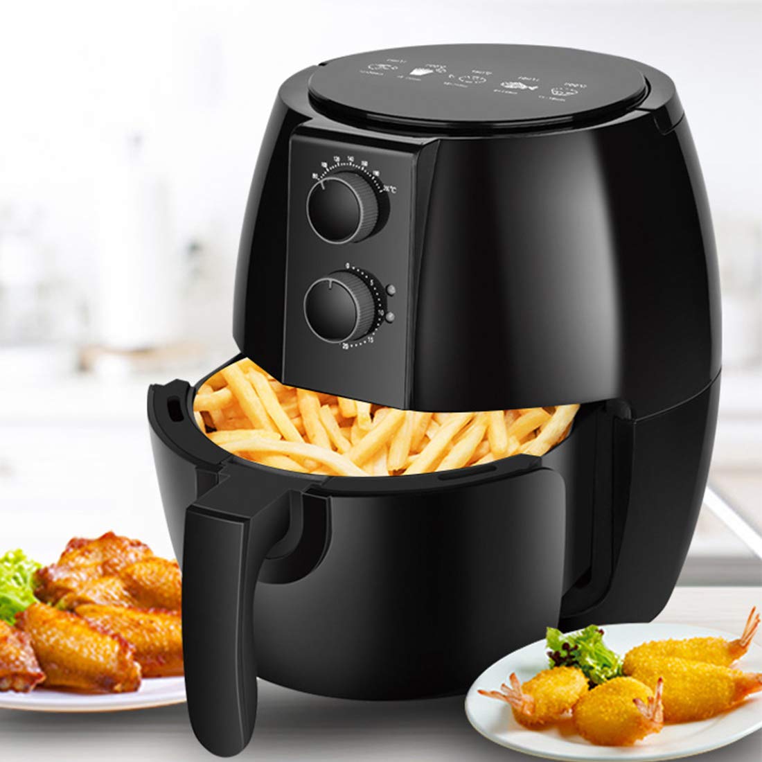 RUXINGGU Air Fryer with Fast air Circulation System, Using VORTX Technology, 30 Minute Manual Timer, Automatic Switch Off, 4.5Litre, 1350 W