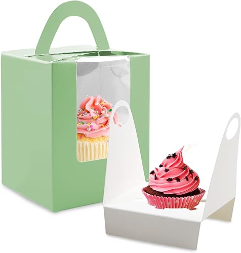 Lainrrew Cajas para magdalenas, 30 cajas individuales para cupcakes, recipientes individuales para magdalenas, contenedores de pastelería con