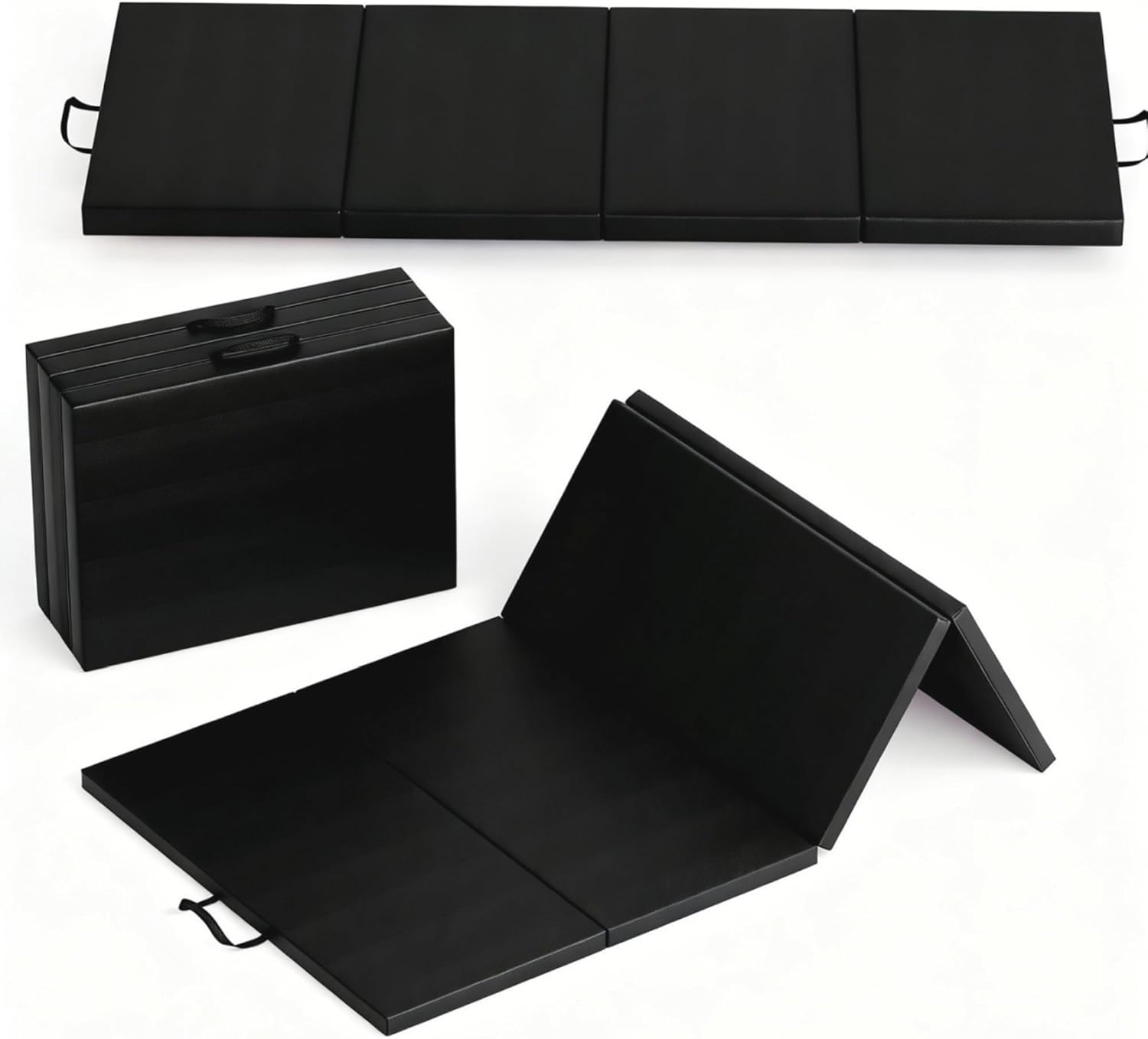 Folding Gymnastics Mat, 6x3Ft/6x2Ft Thick Portable Exercise and Tumbling Pad for Home Gym, Pilates, Aerobics and Martial Arts, 4-Panel Folding Floor Mat