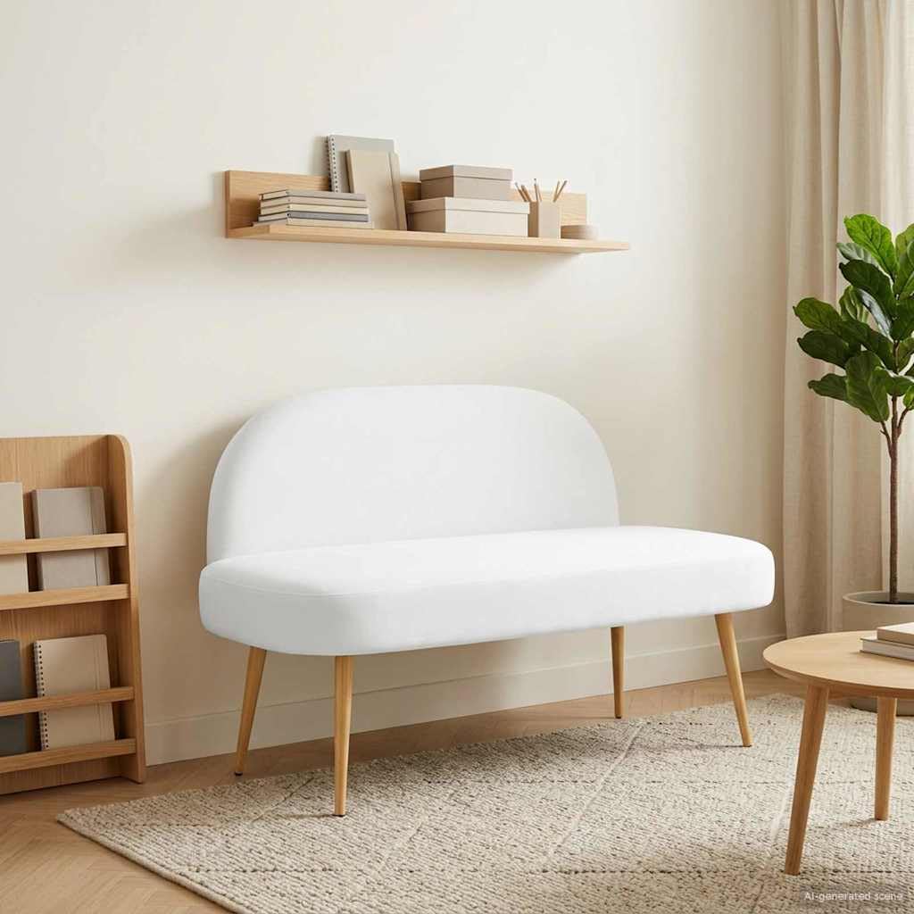 Banc pour salon haut de gamme en bois massif avec assise blanche