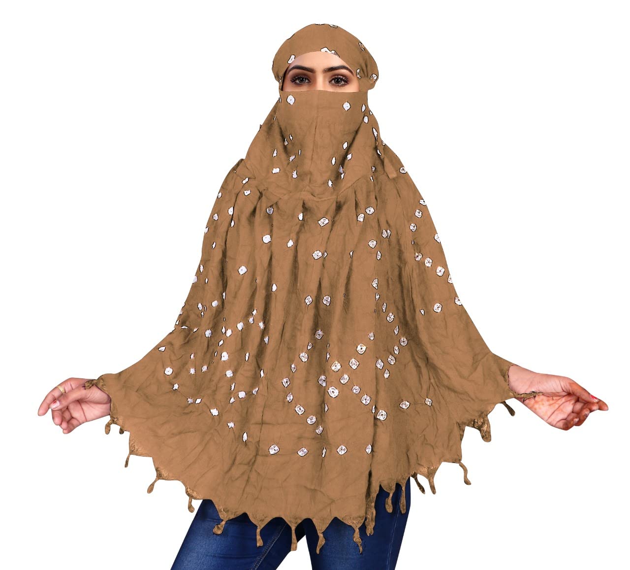 Hand Printed Cotton Bandhani Scarf for Women – Lightweight & Soft Ethnic Wrap, Traditional Indian Dupatta, Stylish & Comfortable Shawl for All-Season Fashion Weddings (6)-image-10
