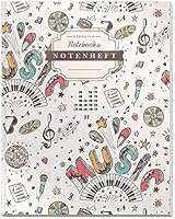 DÉKOKIND Notenheft | DIN A4, 64 Seiten, 12 Notensysteme pro Seite, Inhaltsverzeichnis, Vintage Softcover | Dickes Notenbuch | Motiv: Musikmuster