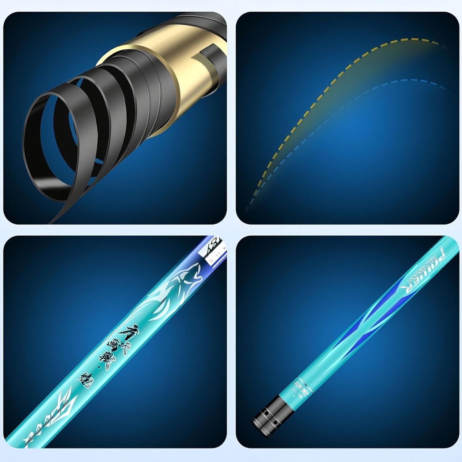 Canna da pesca telescopica in carbonio da 8 m, 9 m, 10 m, 11 m, 12 m, 13 m; canna da pesca super rigida e ultraleggera, canna da carpa per la pesca in acqua dolce