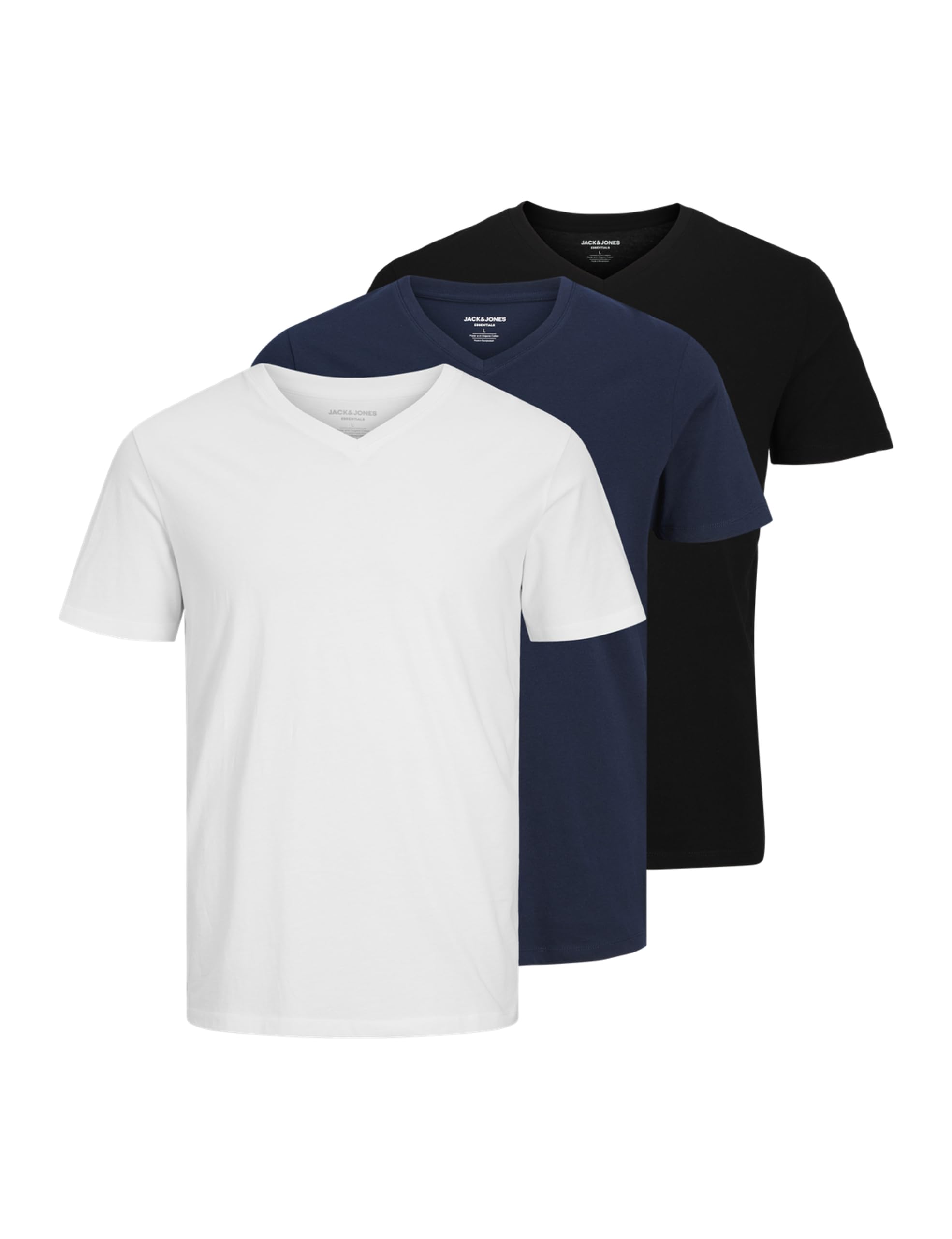 JACK & JONES Herren Jjeorganic Basic Tee Ss V-Neck 3Pk Mp (3er Pack)