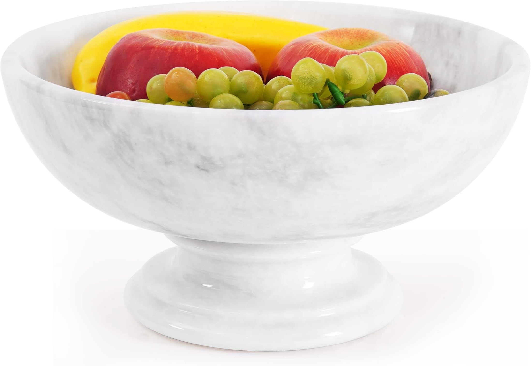Radicaln Marble Fruit Bowl White 10'x5 Inch Handmade Fruits Serving Bowl for Kitchen Organization - Large Fruit Bowl for Kitchen Counter - Modern Banana Holder