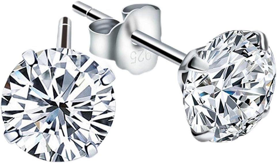 YEX Jewlery Zircon Silver Stud Earrings for Women and Men (3 Pairs)