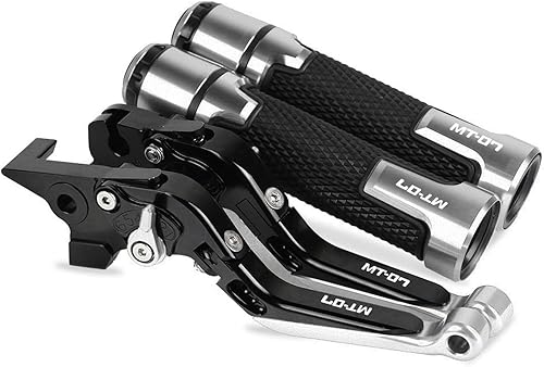 ELLOIN Brake Clutch Levers Handlebar Grips Motorcycle Brake Levers Handlebar Grips Ends for Yamaha MT07 FZ-07 2014-2021 Brake Levers Handle Grips