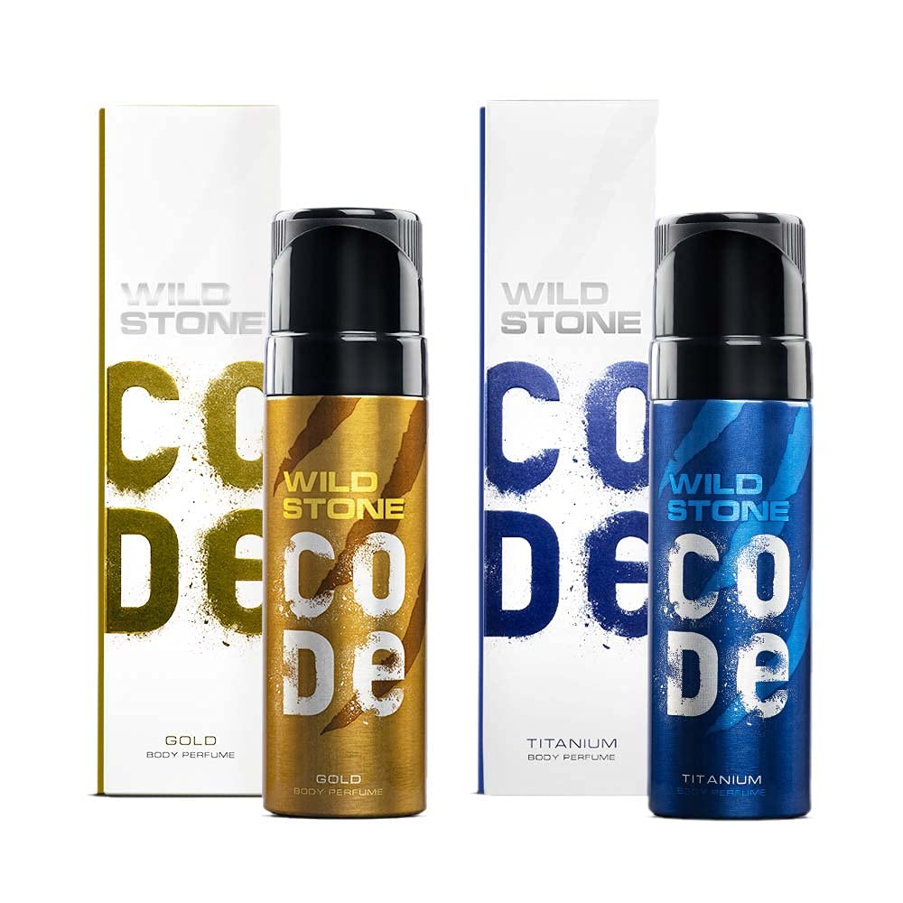 Gold and Titanium Body Perfume Combo for Men, Pack of 2 (120ml each)