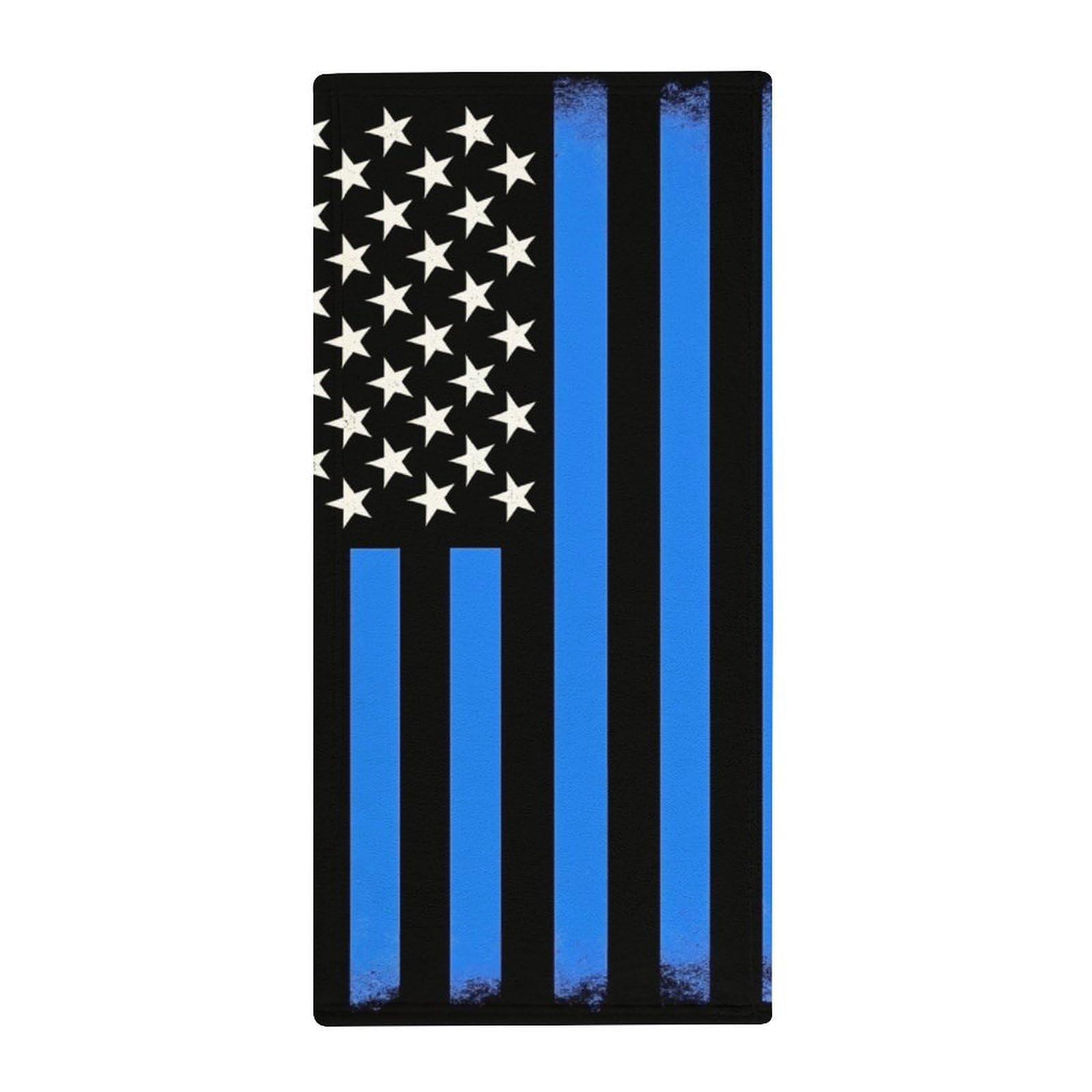 Anceky Decorative Hotel Bath Towels, Thin Blue Line American Flag Soft Absorbent Hand Towels for Guest Rooms & Kitchen Use