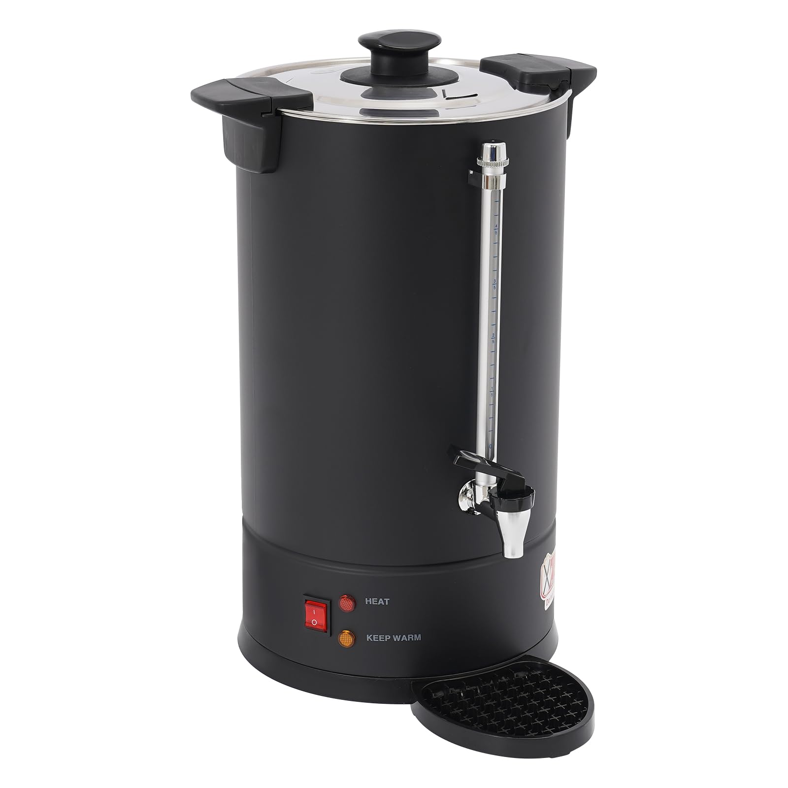 Coffee Urn, Commercial-Grade Large 3.96gal Capacity Tabletop Coffee Urn, 1500w Stainless Steel Electric Hot Water Pot Urn, Water Gauge, Overheat Protection, Rotating Lid, Black