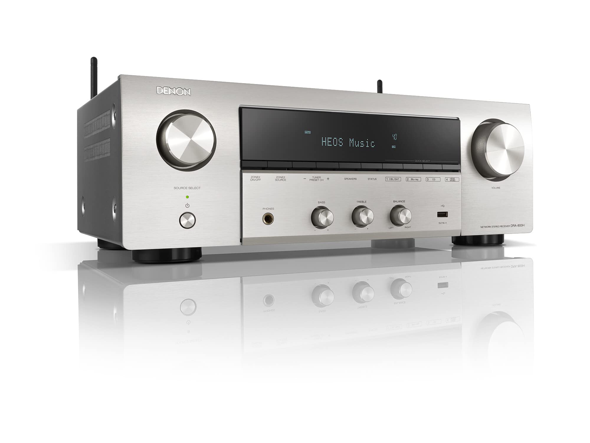 Denon DRA-800H Stereo Receiver & Verstärker, Alexa Kompatibel, 5 HDMI Eingänge, Phono-Eingang, Bluetooth & WLAN, DAB+ Radio, Musikstreaming, AirPlay 2, HEOS Multiroom