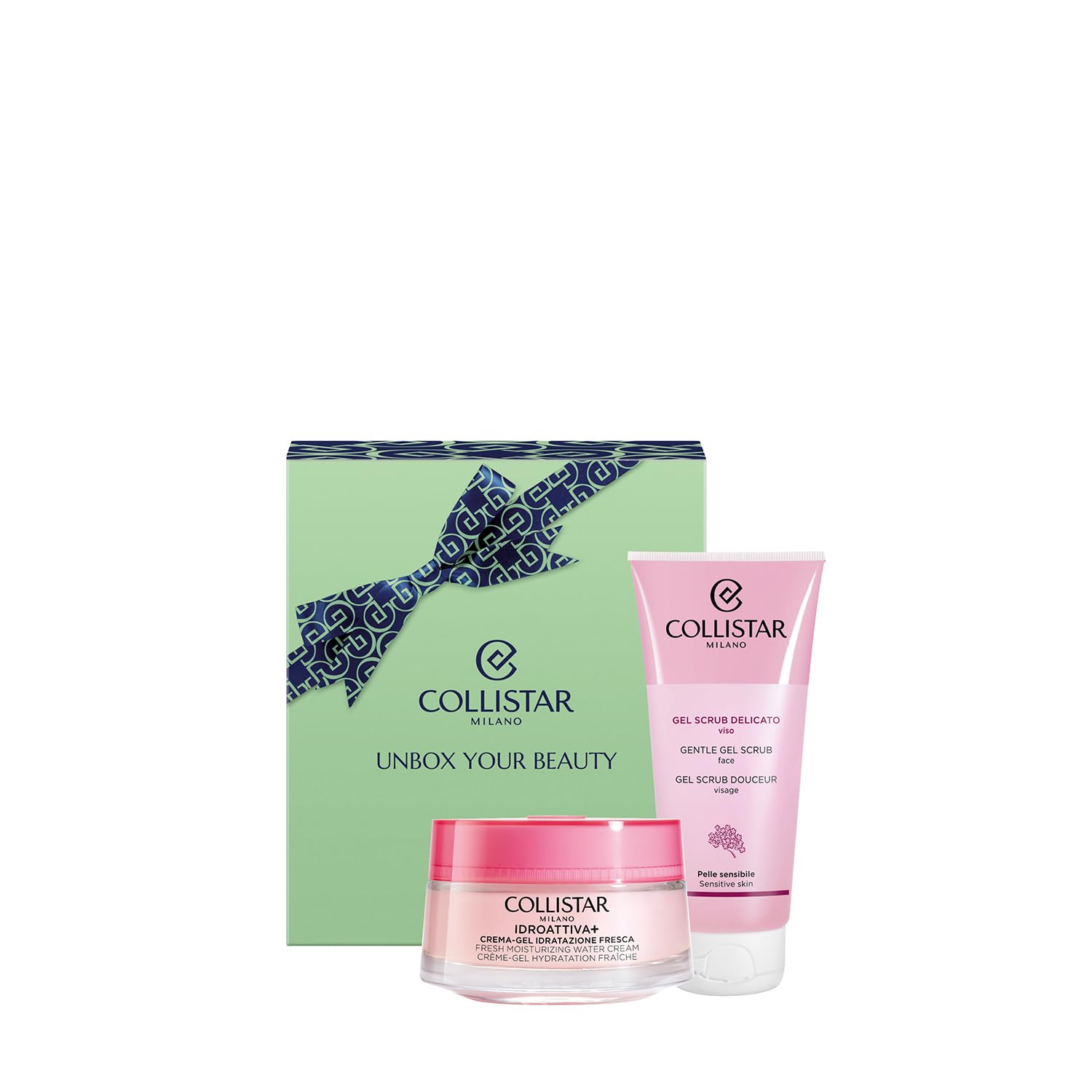 Collistar Cofanetto Regalo Donna Viso Idroattiva+ con Crema-Gel Idratazione Fresca 50ml + Gel Scrub Delicato Viso 100ml – Idratante, Esfoliante e Naturale