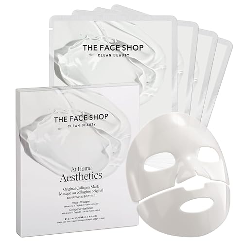 THE FACE SHOP Original Vegan Collagen Face Mask, Korean Glass Skin Essential, Peptide Hydrogel Mask for Firming & Skin Elasticity, Moisturizing, 4EA - Original