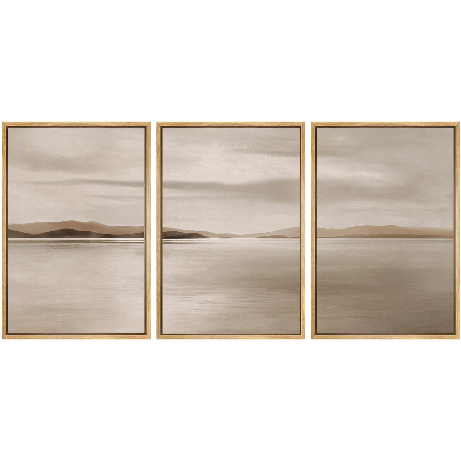 SIGNWIN Framed Canvas Print Wall Art Set Coastal Serenity Abstract Seaside Illustrations Modern Art Decorative Rustic Calm/Zen for Living Room, Bedroom, Office - 24"x36"x3 Natural — view 37