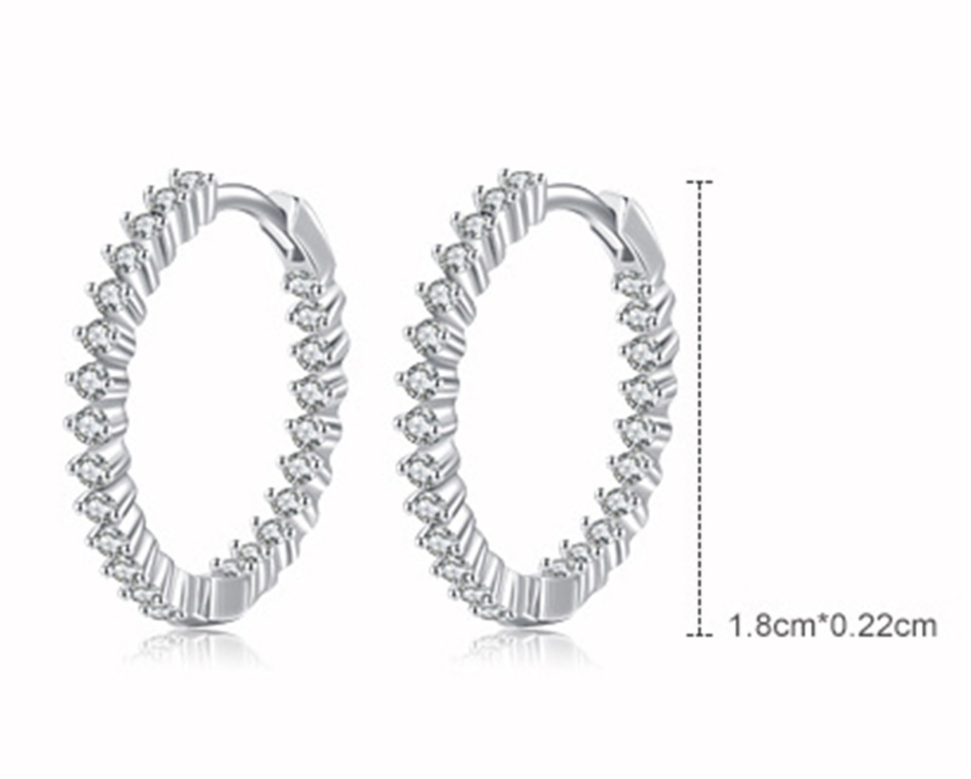 Pendientes de aro de oro blanco 750 585 375 de oro auténtico para mujer, pendientes de aro para mujer, pendientes de aro elegantes con círculo redondo Moissanite, pendientes de boda sin níquel