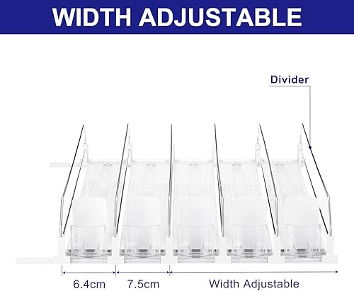 Miniatura 4 de uxcell Organizador de bebidas para refrigerador, organizador de latas de soda autoempujable, ancho ajustable, dispensador de bebidas, empujador de