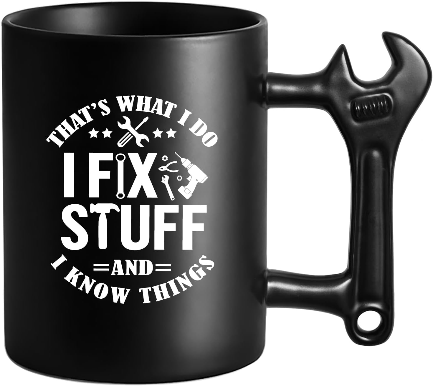 LOZACHE Funny Coffee Mug with Wrench Handle for Men, Novelty Fathers Day Dad Gifts from Daughter Son Wife kids, Best Dad Birthday Present, Christmas Gifts for Grandpa Uncle Husband Brother Mechanic