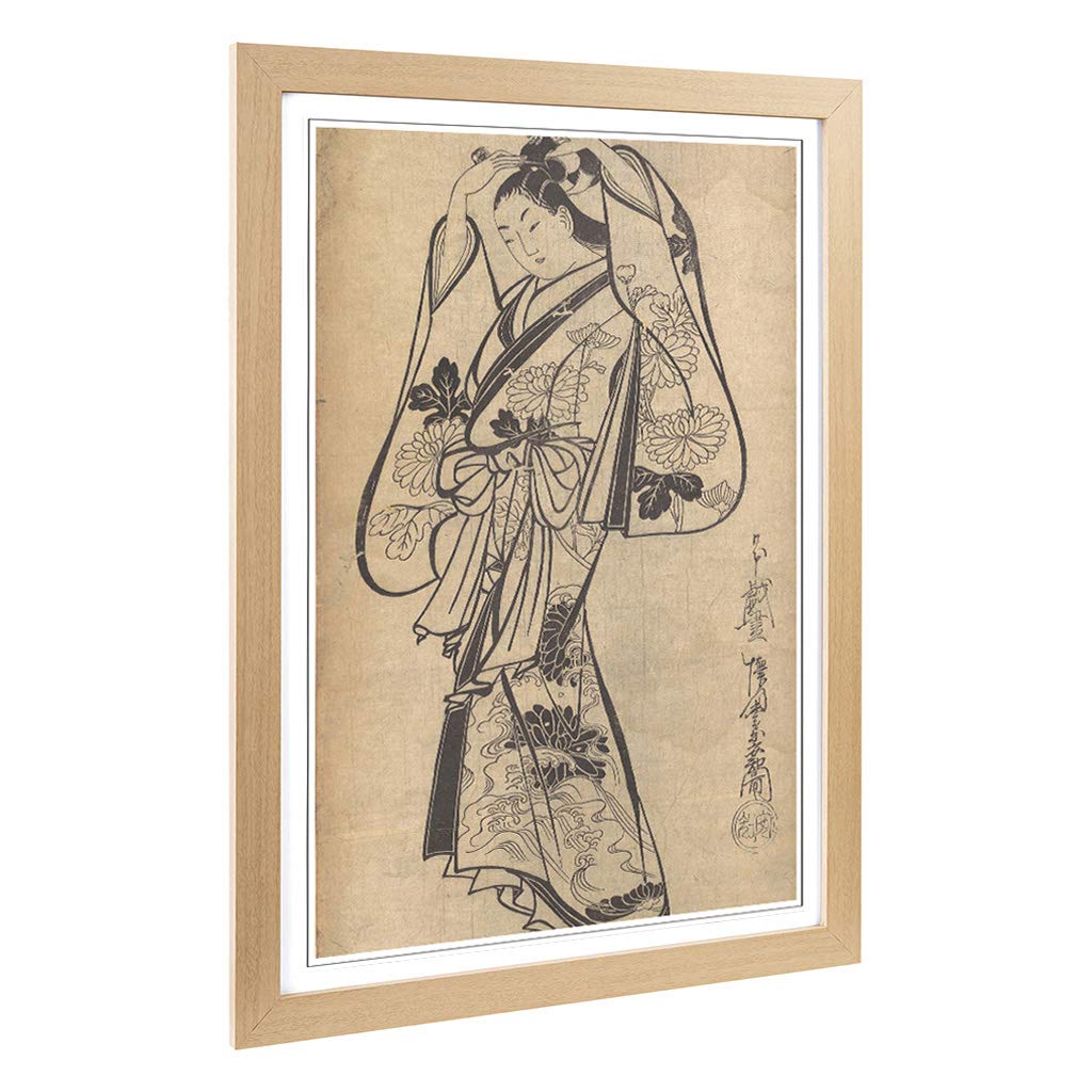 Big Box Art Framed Print of Kaigetsudo Anchi Courtesan Japanese Oriental Design | Wall Art Picture | Home Decor for Kitchen, Living Room, Bedroom, Hallway, Oak, A2 / 24.5x18 Inch / 62x45cm