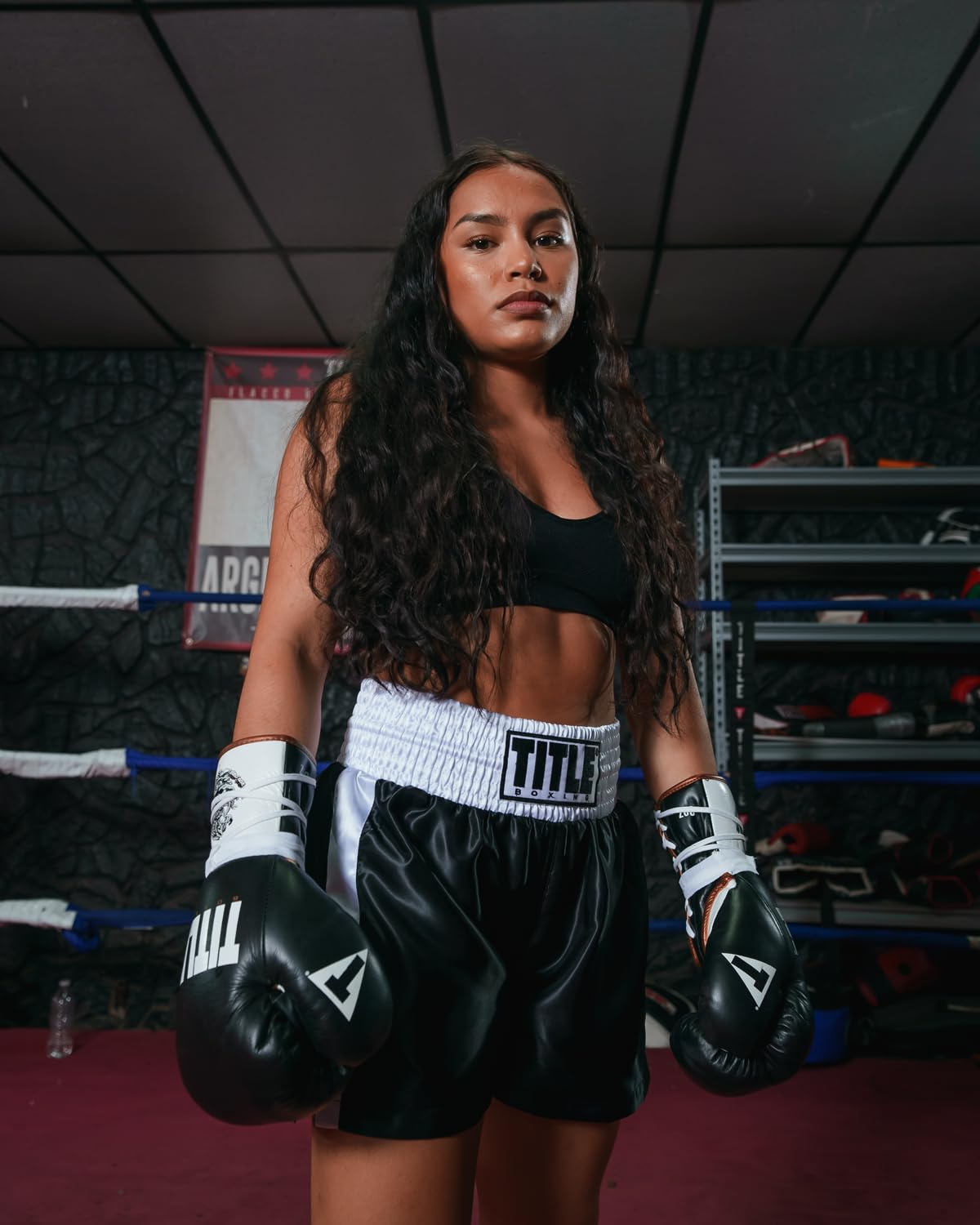 Title Boxing Professional Women’s Satin Striped Boxing Trunks (US, Alpha, X-Large, Regular, Regular, Black/White)