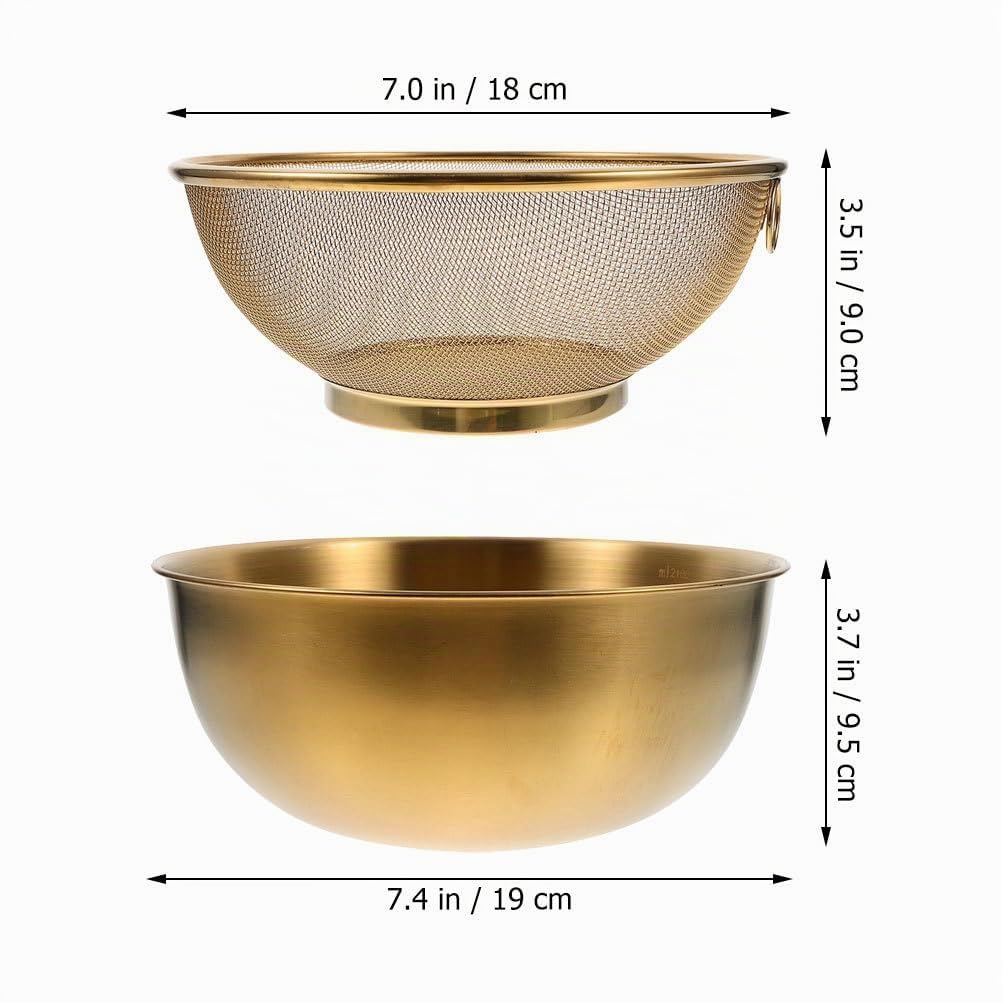 Luxshiny Colador De Cocina De Acero Inoxidable Set 2 7.1 Pulgadas Lavabo Y Escurridor Multiusos Para Verduras Frutas Y Arroz Diseño De Malla Fina Compacto