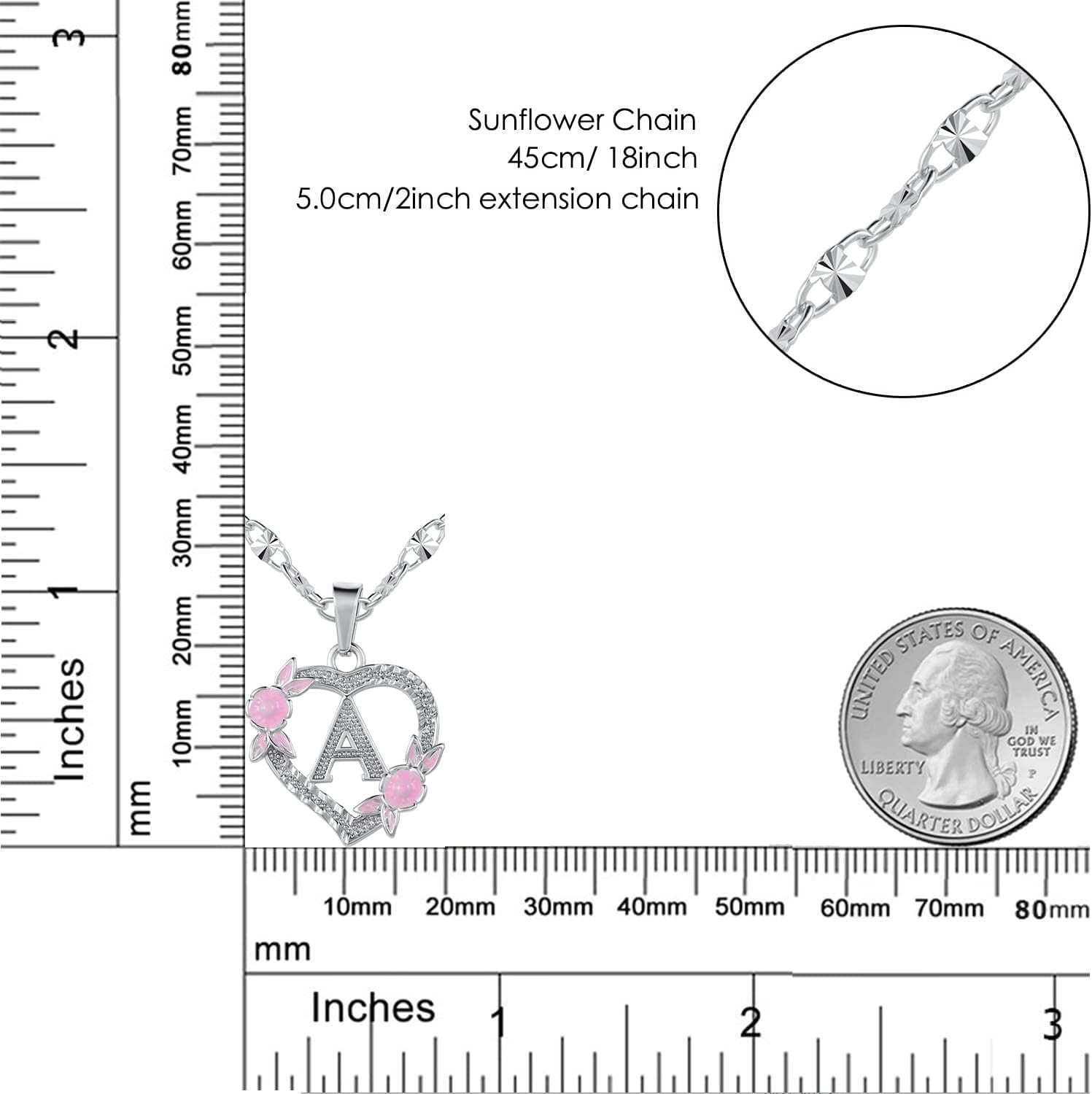 Qitian Christmas Gifts for Her Initial Heart Necklace for Women Heart Silver Letter A-z Name Alphabet Pendant Necklace for women Gift - Image 2