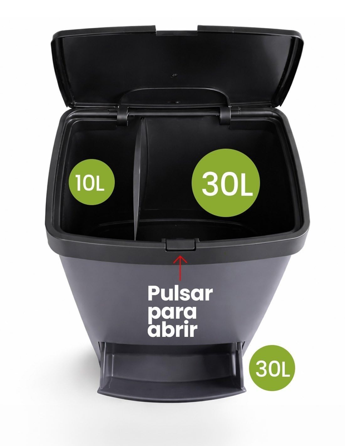Jardin202 - Cubo de Basura para Reciclaje Triple 70L | 3 Compartimentos con Pedal y Tapa Hermetica | Vertical y Ergonómico | Duradero | 70 litros (Gris)