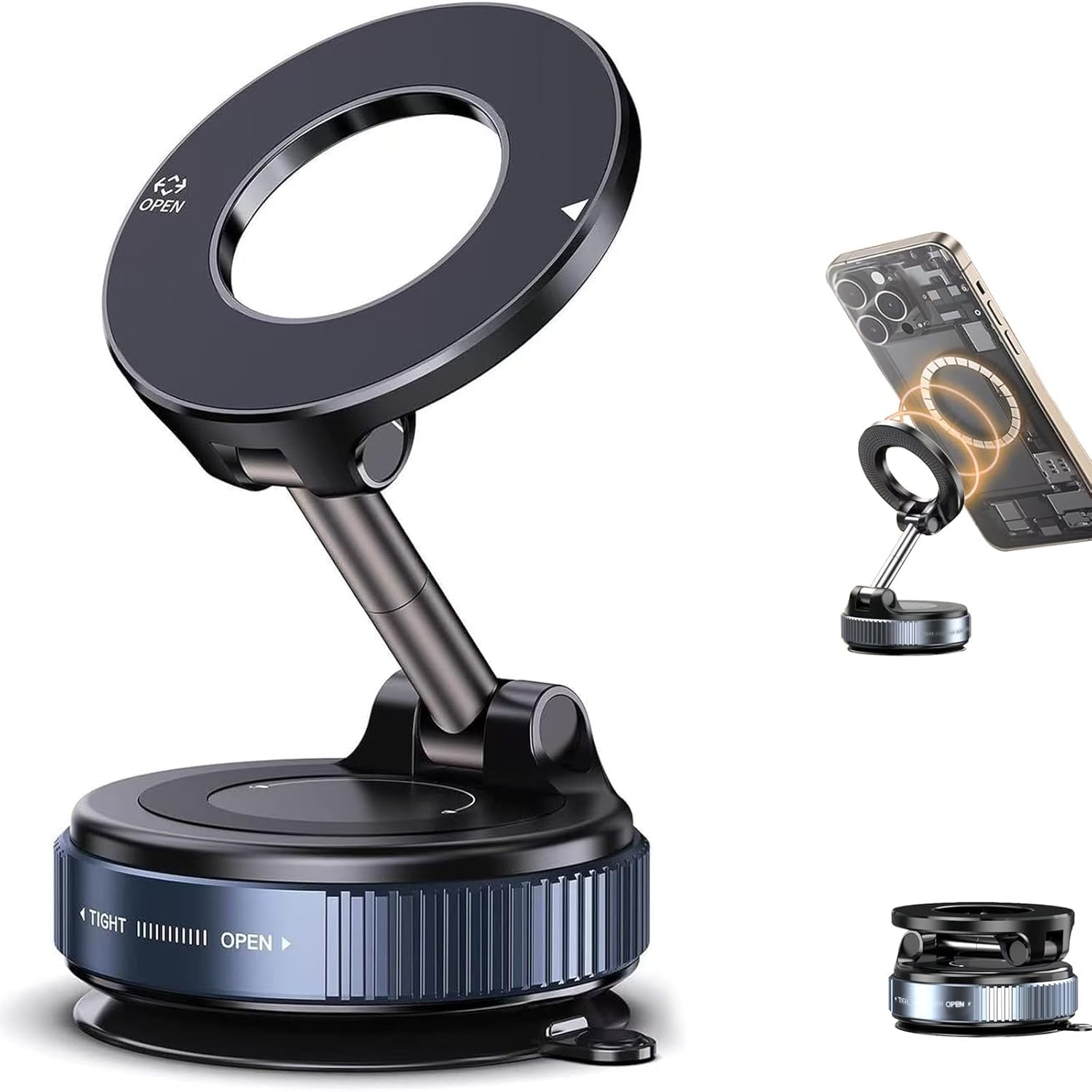 360° Rotatable Magnetic Phone Holder | Vacuum Suction, Reusable Sticky Dashboard Mount, Foldable Mobile Stand, Car Desk & Wall Use, 1 Year Warranty-image-39