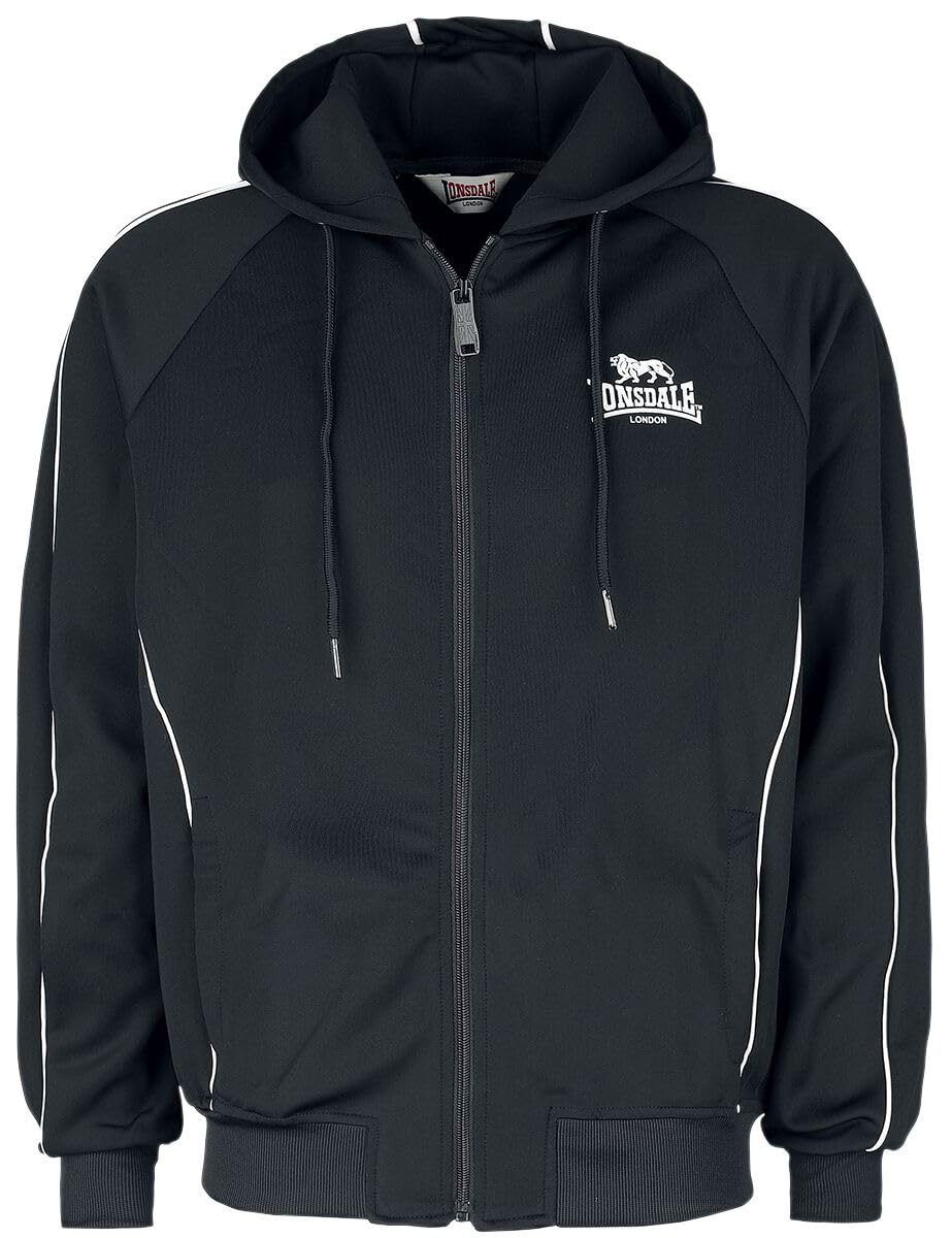 Lonsdale Men's Achavanich Hooded Sweatshirt, Black/White, XXXL
