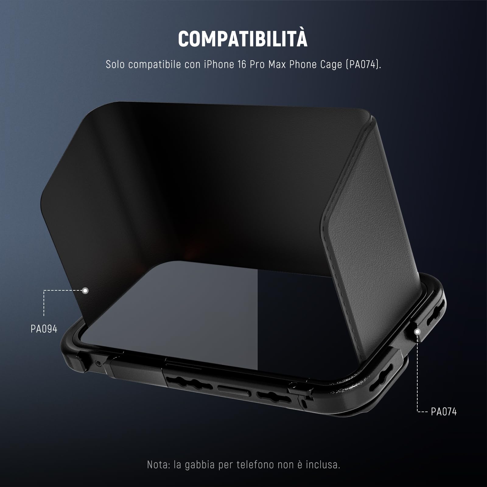 NEEWER Parasole Compatibile con iPhone 16 Pro Max Phone Cage (PA074) Solo, Paraluce Magnetico a Sgancio Rapido Antiriflesso Visiera Riflettente per Vlogging all'Aperto Fotografia Mobile, PA094