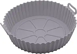 LYOR - Forma Redonda de Silicone para Air Fryer Cinza 19cm x 6,5cm
