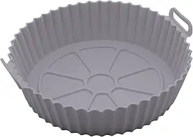 LYOR - Forma Redonda de Silicone para Air Fryer Cinza 19cm x 6,5cm