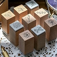 Vista 4 de 16Pcs Wooden Mounted Rubber Stamps Wood Rubber Stamp Set for Art and Craft DIY Card Making Scrapbooking