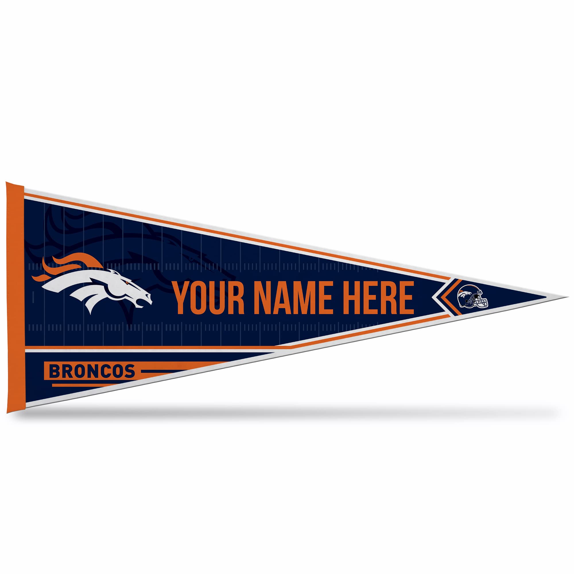 Rico Industries NFL Football Denver Broncos Personalized - Custom 12" x 30" Soft Felt Pennant - EZ to Hang