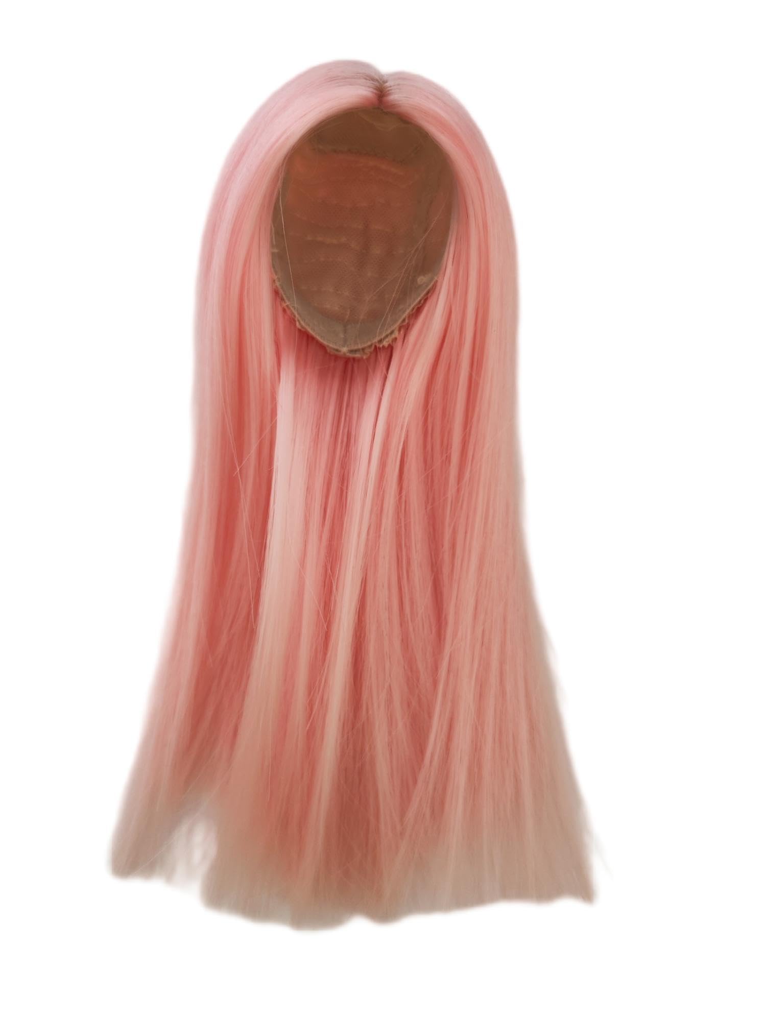 1/6 Head Circumference 6-7inch (16-17cm) bjd Doll Hair high Temperature Fiber Medium Parting Long Straight Wig Light Pink