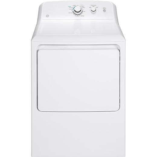 GE GTX33GASKWW Aluminized Alloy Drum Gas Dryer, 6.2 Cu. Ft. Capacity, 3 Cycles, White