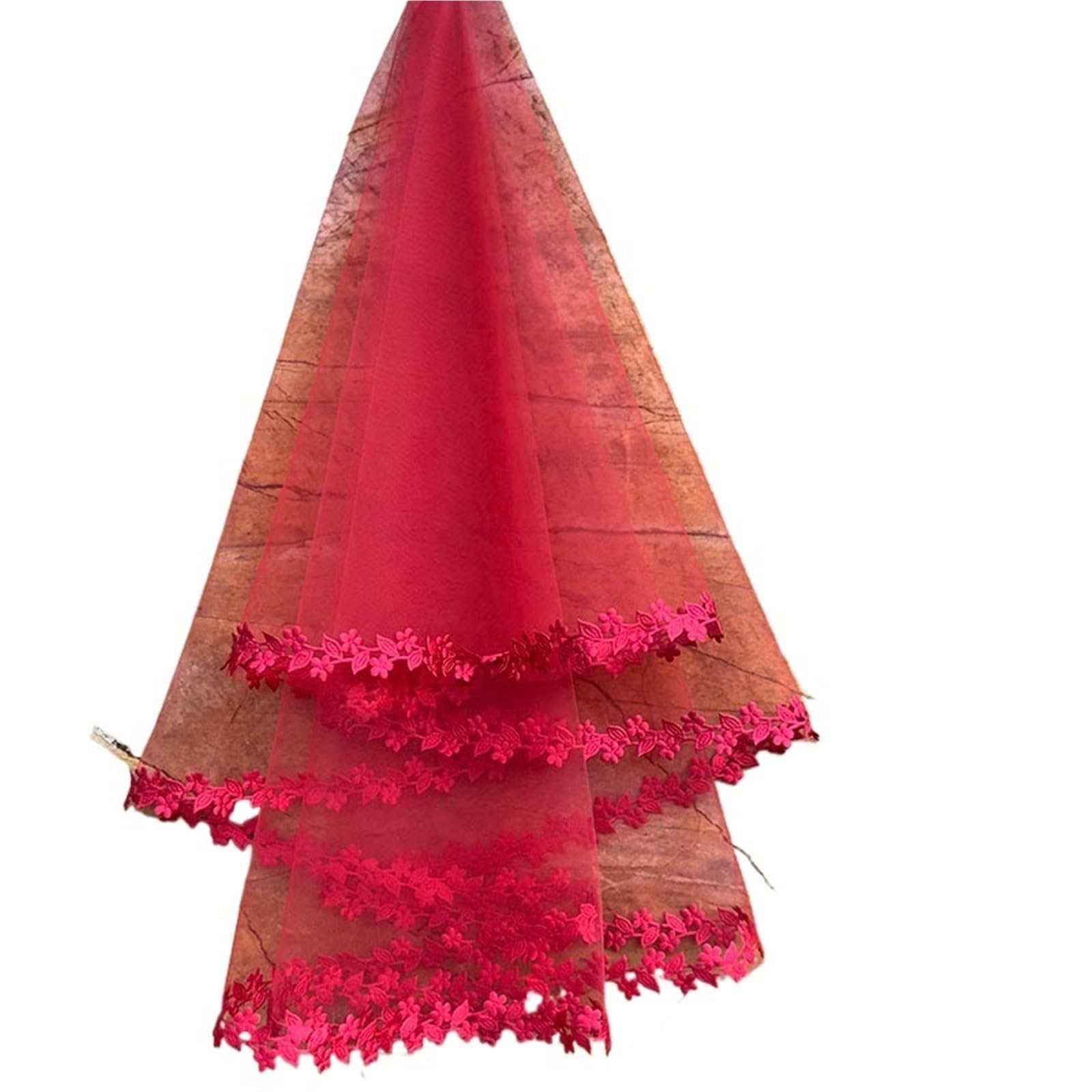 ZXGRfdefa gauze headscarf, Cathedral Wedding Veil 10 Colors White Pink Purple Black Ivory(Burgundy,200cm)
