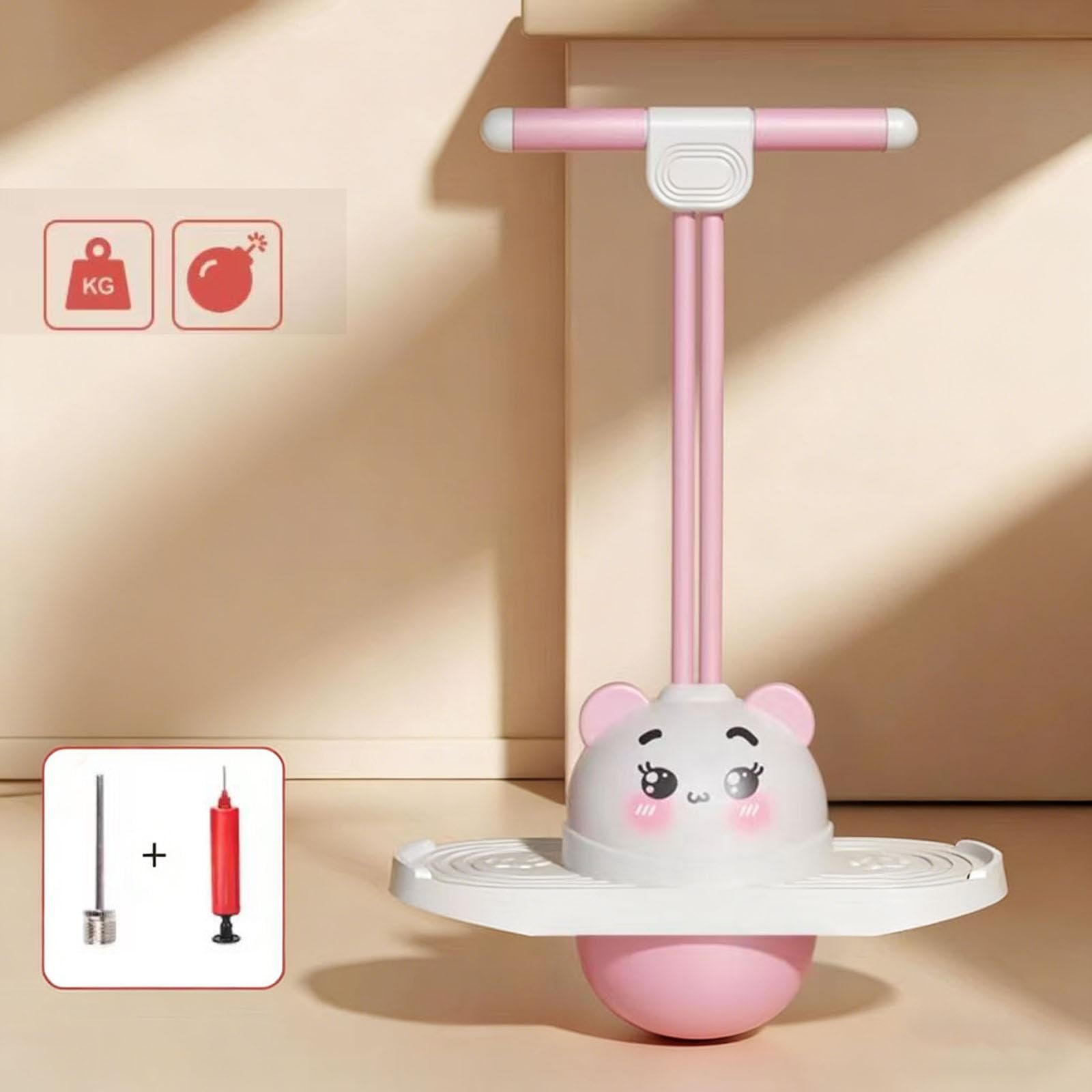 Pogo Ball Balancespielzeug Sprungbrett mit Handgriff Und Ballpumpe Robustes Material für Kinder für Fitnessübungen Und Spielerische Aktivitäten