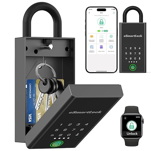 Smart Key Lock Box with Code,Bluetooth Fingerprint Lock Box APP